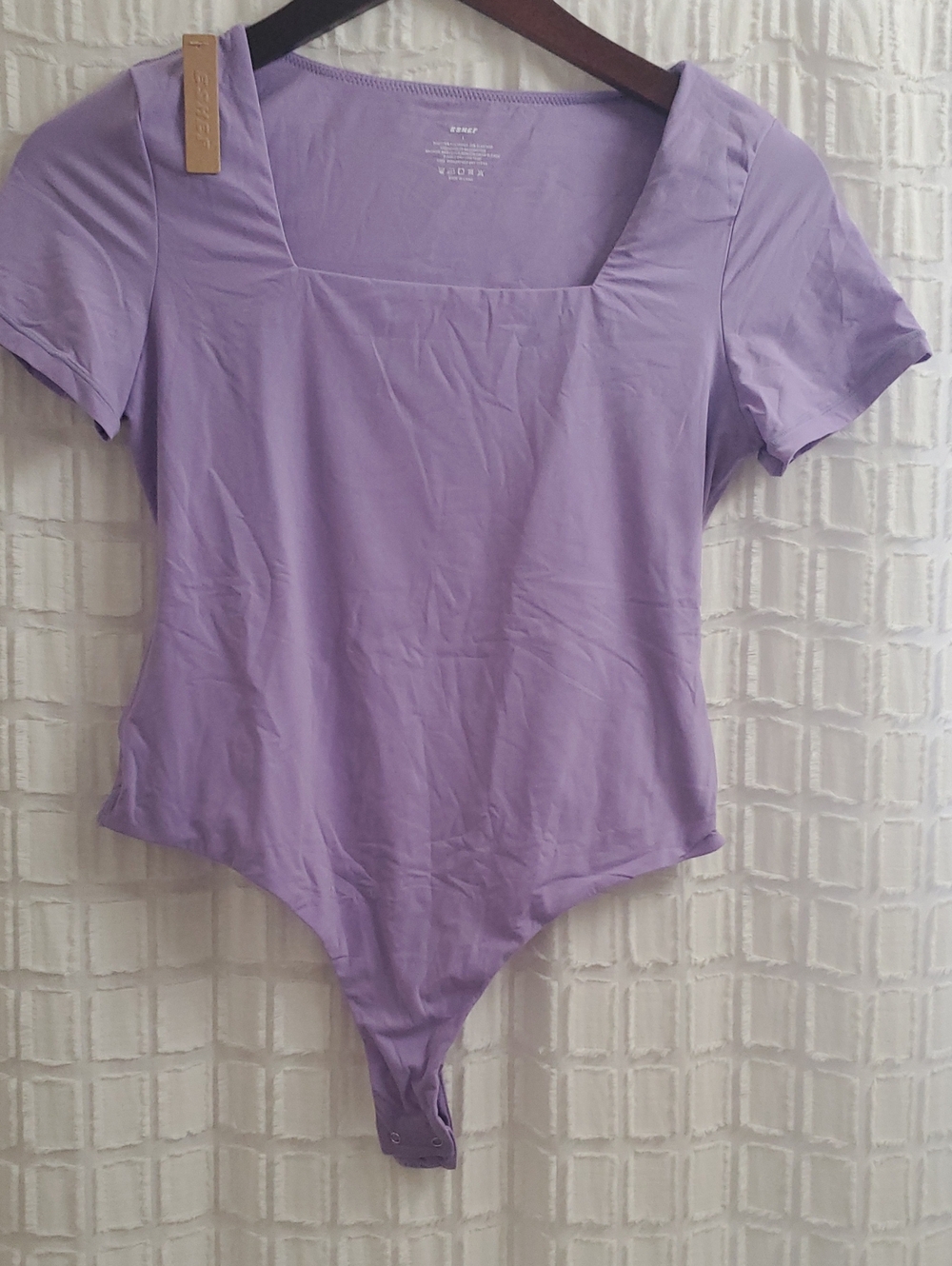 Square Neck Lavender Short Sleeve Bodysuit by